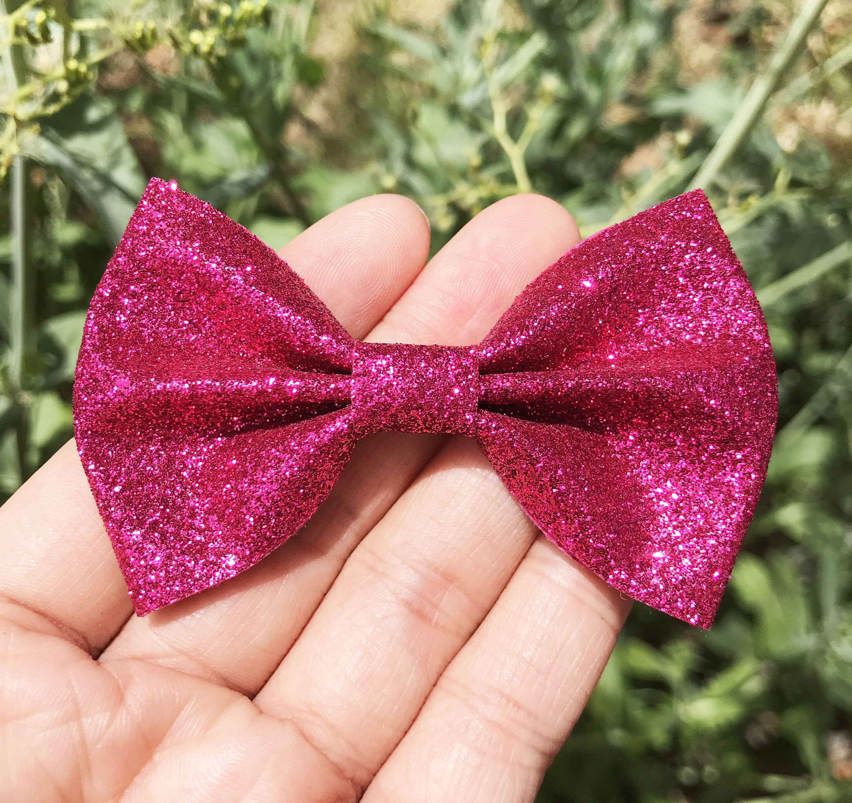 Shock Pink Bow, Glitter Hair Bow, Pink Hair Bow, Toddler Barrette