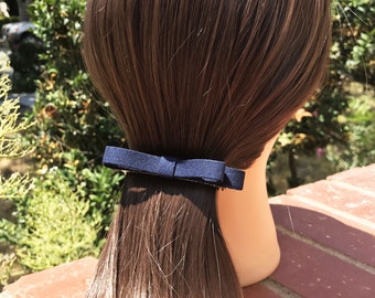 Navy blue hair bow, hair bows for women, thick hair barrette, adult hair bows, adult bow clips, hair bows for adult, French barrette bow