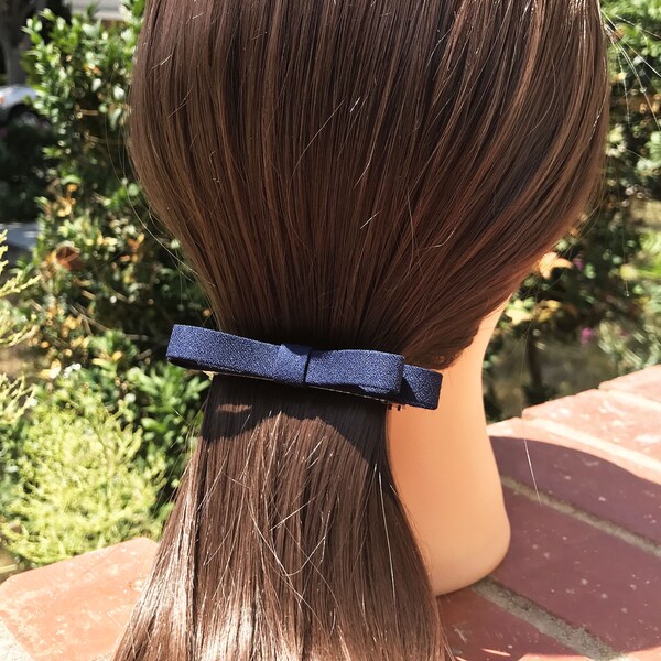 Navy blue hair bow, hair bows for women, thick hair barrette, adult hair bows, adult bow clips, hair bows for adult, French barrette bow