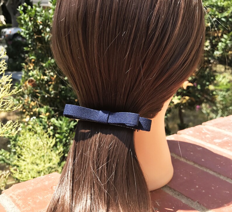 Navy Blue Hair Bow Hair Bows for Women Thick Hair Barrette Etsy