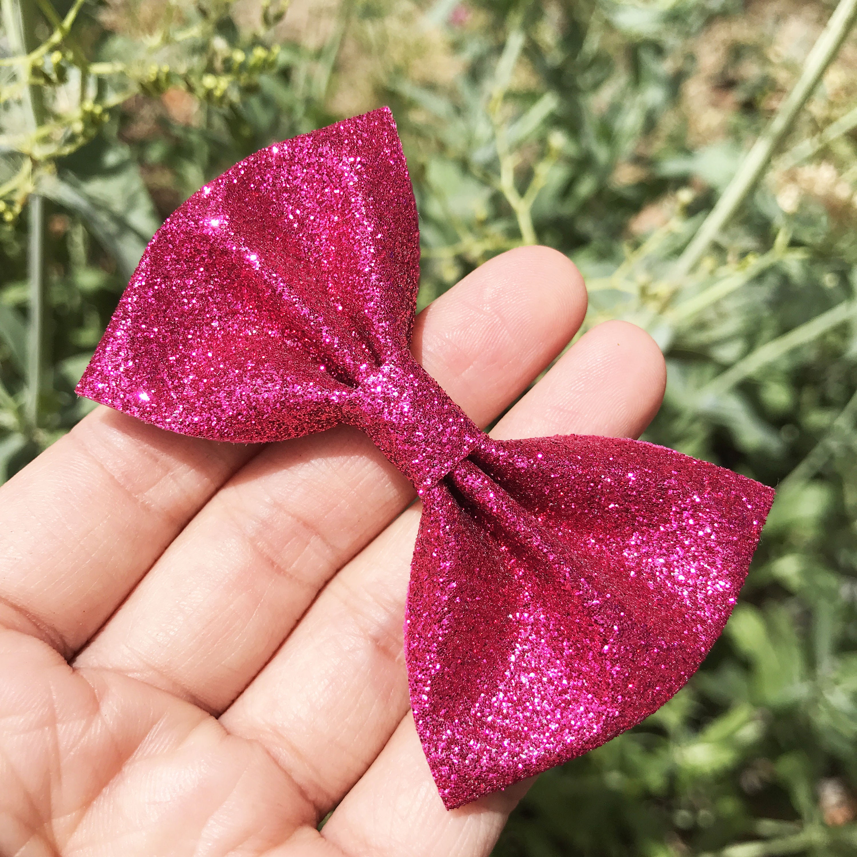 Shock Pink Bow, Glitter Hair Bow, Pink Hair Bow, Toddler Barrette