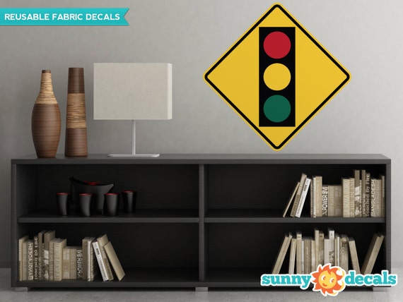 Traffic Light Fabric Wall Decal: Reusable, Repositionable Sign