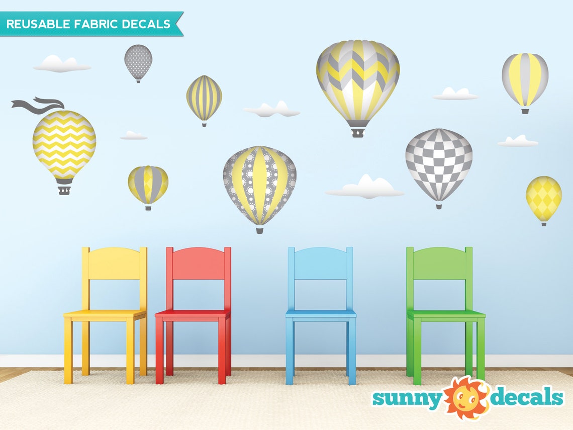 Hot Air Balloons Fabric Wall Decals With 9 Hot Air Balloons Etsy