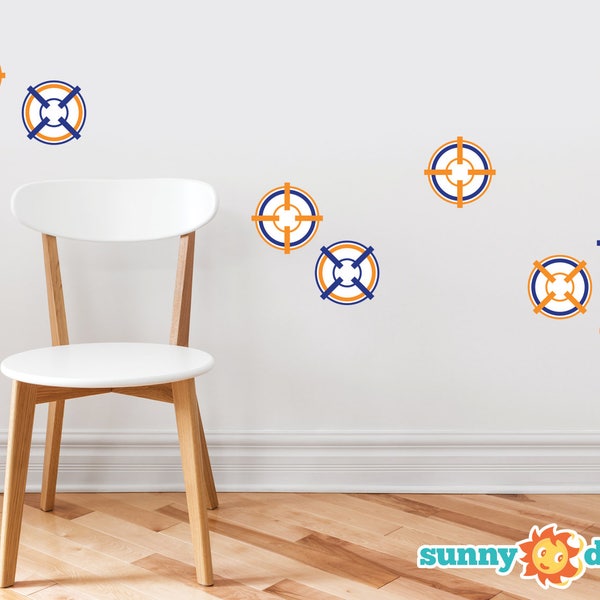 Bulls Eye Target Wall Decals - Set of 10 Soft Bullet Darts Targets - Kids Bedroom, Living Room Art Decor, Removable Fabric Wall Stickers