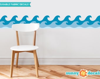 Wave Fabric Wall Border Decal: Reusable, Repositionable (Set of 2)