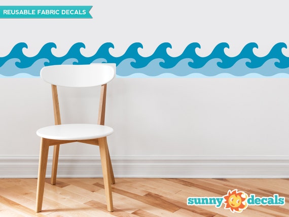 Wave Fabric Wall Border Decal: Reusable, Repositionable (Set of 2)