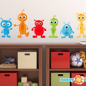 Alien Fabric Wall Decals, Set of 6 Aliens, Repositionable and Reusable, 3 Different Sizes to Choose From by Sunny Decals
