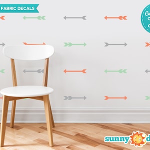 Arrow Fabric Wall Decals  - Set of 24 Arrow Pattern Decals - Custom Options Available - Reusable, Repositionable