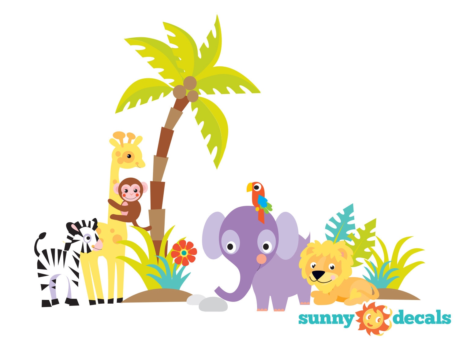 Safari Animals Fabric Wall Decals: Reusable Jungle Nursery Decor - Etsy