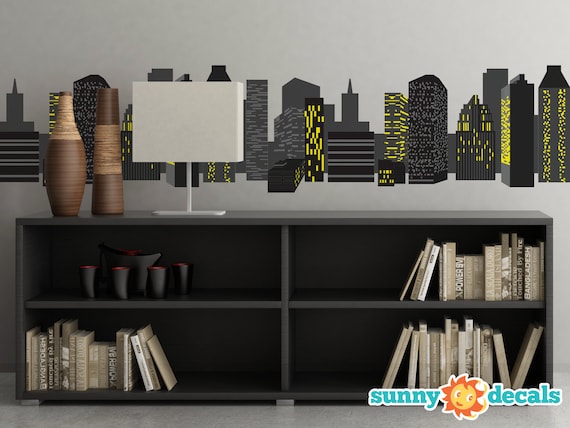 City Skyline Fabric Wall Decal Border