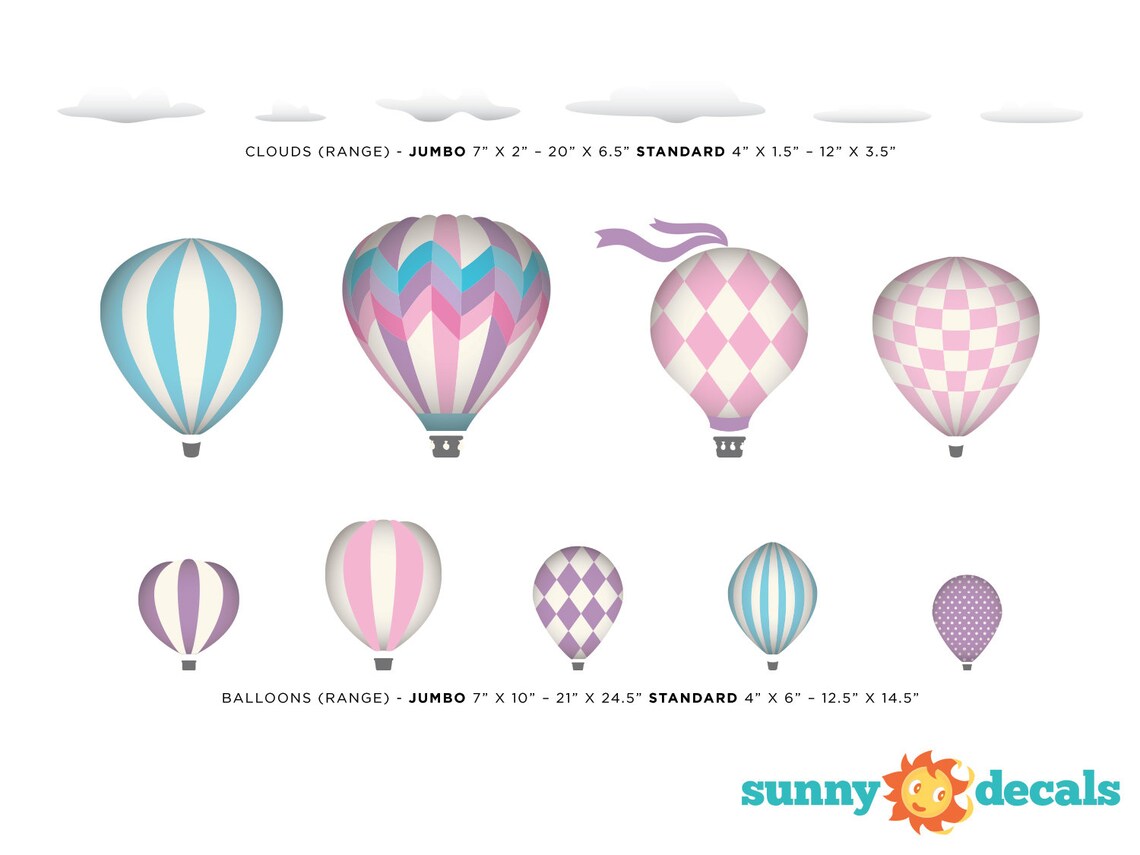 Hot Air Balloons Fabric Wall Decals With 9 Hot Air Balloons Etsy