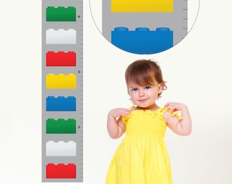 Gepersonaliseerde muursticker groeigrafiek bouwsteen: aangepast kinderdecor
