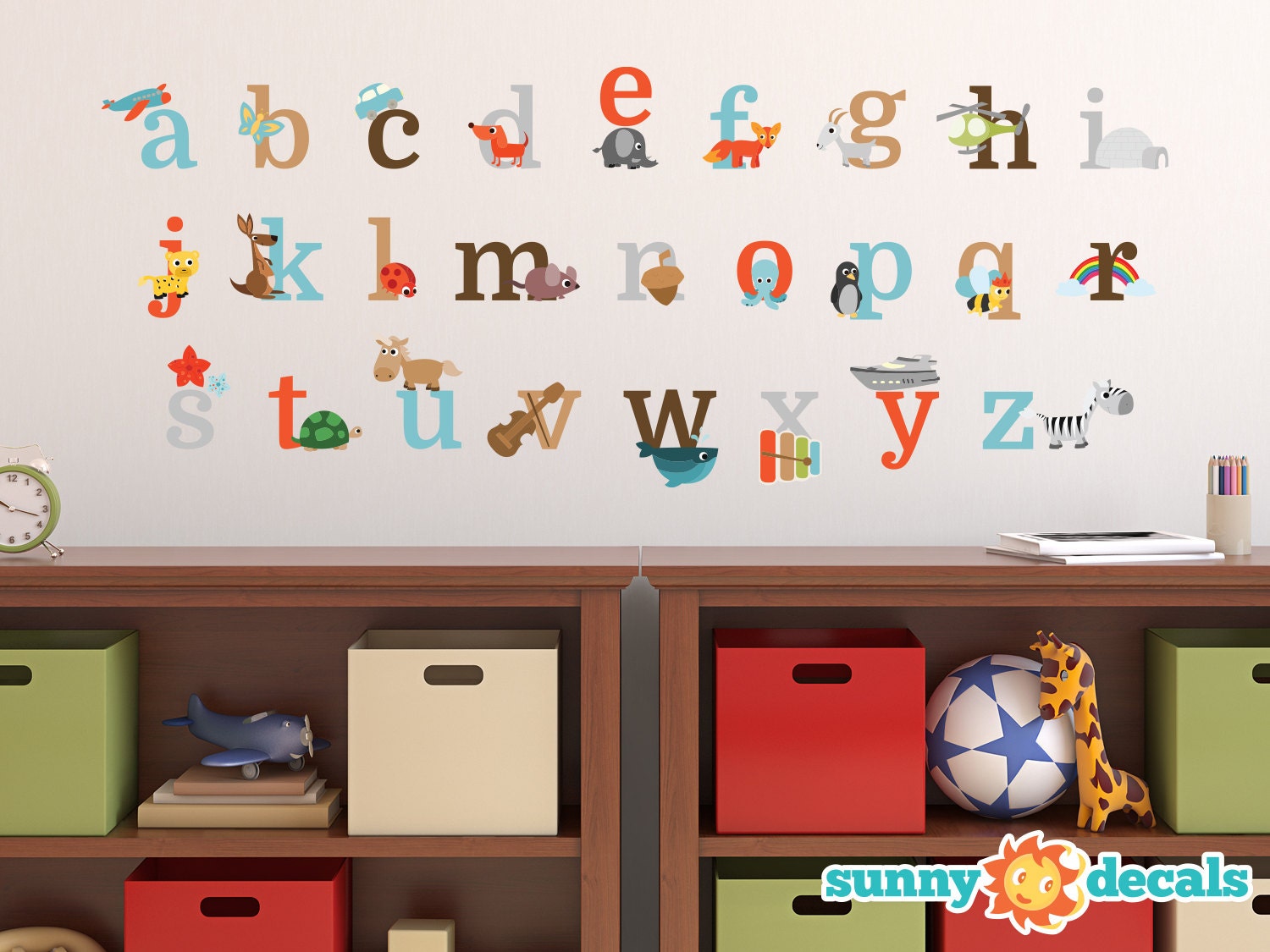 ufengke Alphabet ABC Tree Wall Stickers Animals Letters Wall