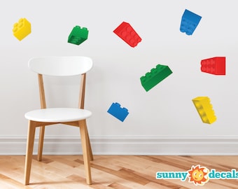 Projecting Building Bricks Fabric Wall Decals - Set of Eight - Available in 12 Color Options - Non-Toxic, Reusable, Repositionable
