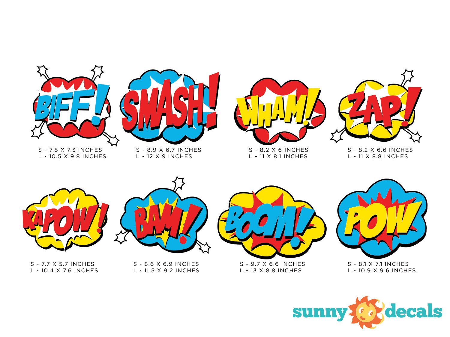 Superhero Fabric Wall Decals: Comic Book Word Bursts - Set of 8 - Etsy