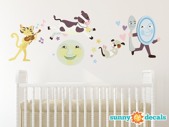 Hey Diddle Diddle Fabric Wall Decal: Nursery Rhyme Decor