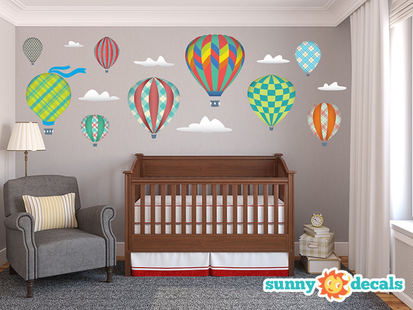Jumbo Hot Air Balloons Fabric Wall Decals Wall Stickers Nine Etsy