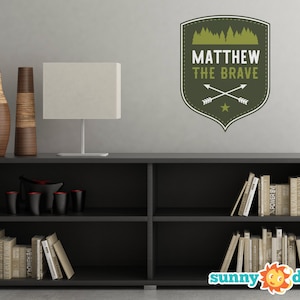 Personalized Camping Fabric Wall Decal - Woodland Camping Wall Art - Custom Name Wall Sticker - Non-Toxic, Reusable, Repositionable