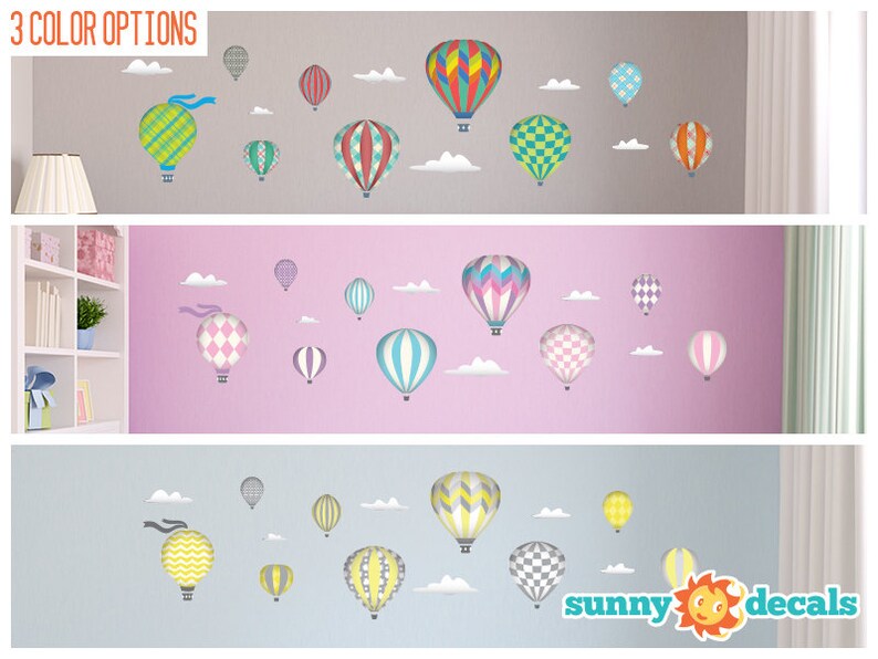 Jumbo Hot Air Balloons Fabric Wall Decals Wall Stickers Nine Etsy