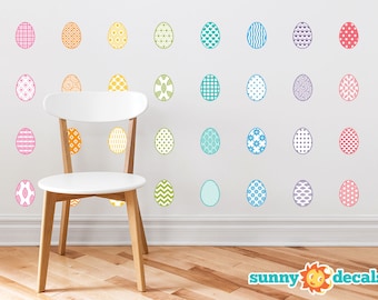 Easter Egg Fabric Wall Decals, 32 Fun Easter Eggs