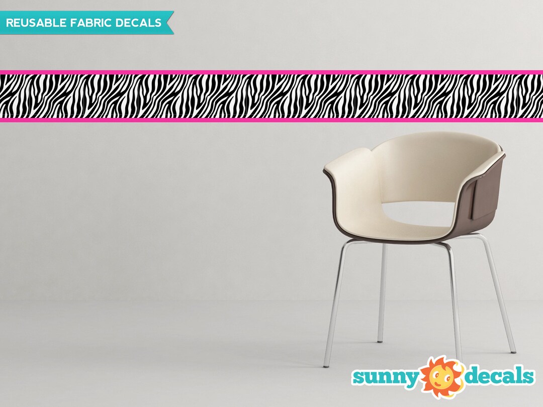 Zebra Wall Border Fabric Wall Decal Pink Set of Two 25 X 6 Sections