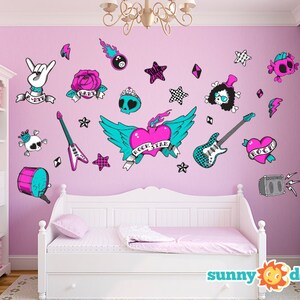 Jumbo Rock Star Fabric Wall Decals, Wall Stickers, Rock Star Theme Nursery Decor, Wall Decals for Girls - Sunny Decals