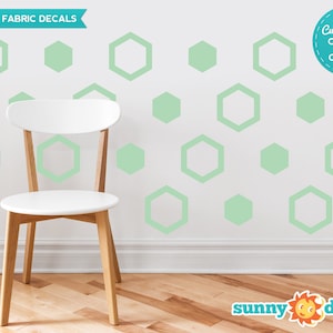 Hexagon Fabric Wall Decals  - Set of 16 Hexagon Decals - Custom Options Available - Honeycomb Pattern Wall Decor - Reusable, Repositionable