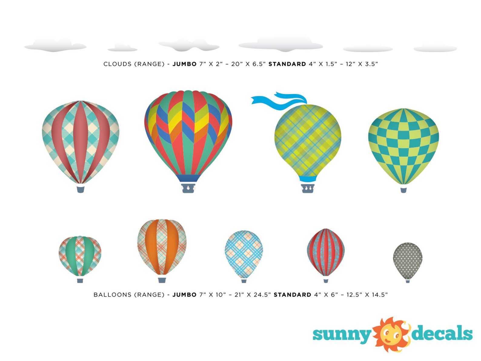 Hot Air Balloons Fabric Wall Decals With 9 Hot Air Balloons Etsy