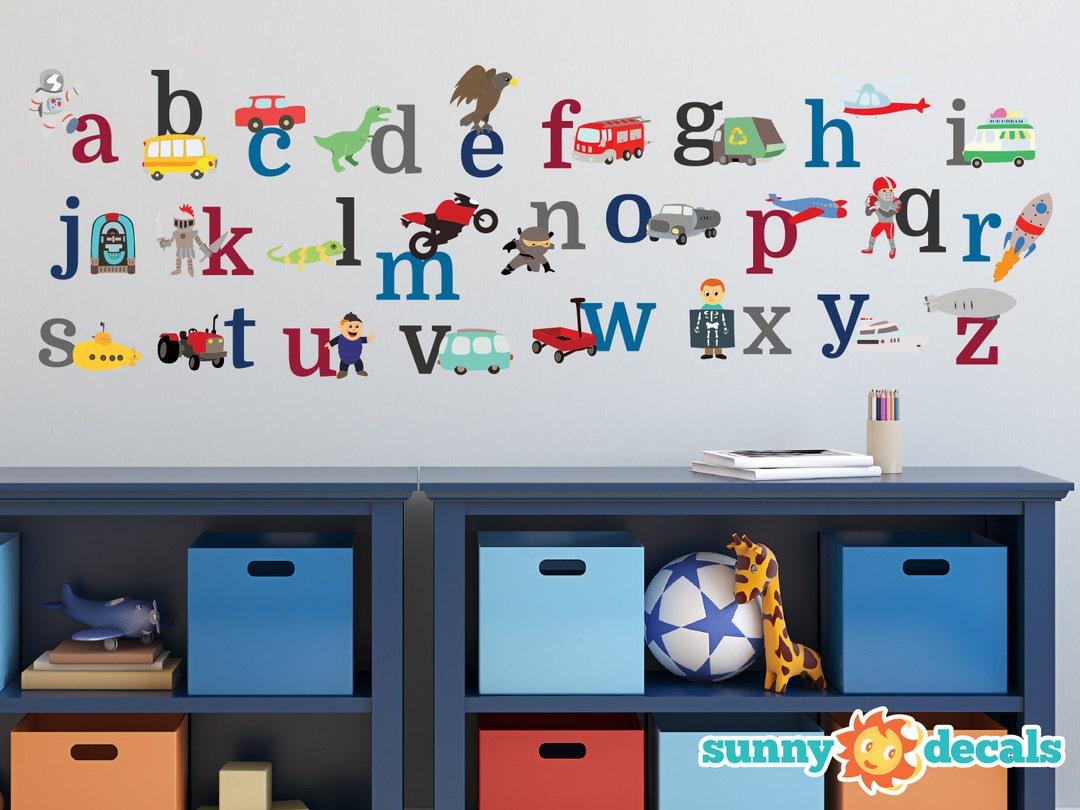 Alphabet Fabric Wall Decals for Boys Repositionable and Reusable, A-Z ...