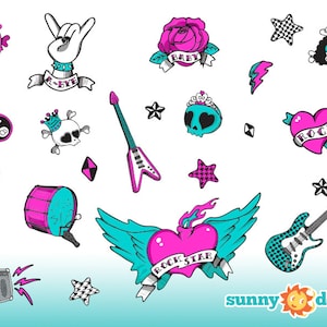 Rock Star Fabric Wall Decals, Wall Stickers, Rock Star Theme Nursery Decor, Wall Decals for Girls - Sunny Decals