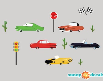 Vintage Car Fabric Wall Decal Set