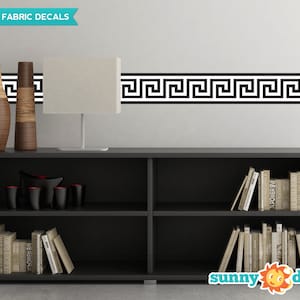 Greek Key Wall Border Fabric Wall Decal - Set of Two 25 inch x 6.6 inch Sections - Removable, Reusable, Respositionable - 3 Color Options