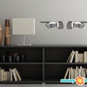 Pointing Finger Hand Fabric Wall Decal - Set of 2 - One Pointing Left And One Pointing Right - Non-Toxic, Reusable, Repositionable