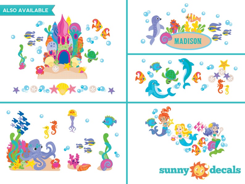 Mermaid Fabric Wall Decals Under the Sea Theme With Set of 3 Etsy