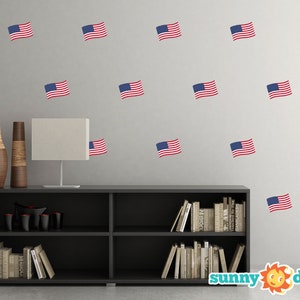 Waving American Flag Fabric Wall Decal- Set of 15 Flags