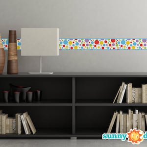 Polka Dot Border Fabric Wall Decal - Set Of Two 25&quot; x 5&quot; Sections - 5 Color Options - Removable, Reusable, Respositionable