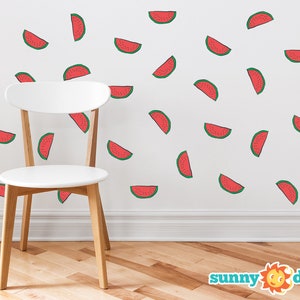 Mini Watermelon Pattern Fabric Wall Decal - Set of 33 Mini Watermelon Fruit Shaped Wall Décor