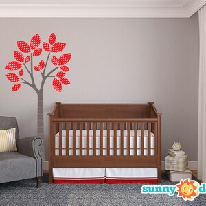 Modern Tree Fabric Wall Decal in Red, Reusable, Repostionable, Wall Decor for Nursery, Kids Rooms, Play Rooms, and More by Sunny Decals