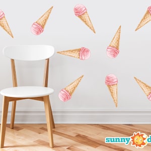 Eis Stoff Wand aufkleber - Set von 10 bunten Eis Muster Dekor, Kinderzimmer, Kindergarten Aufkleber Peel und Stick Grafik, Spielzimmer Kunst