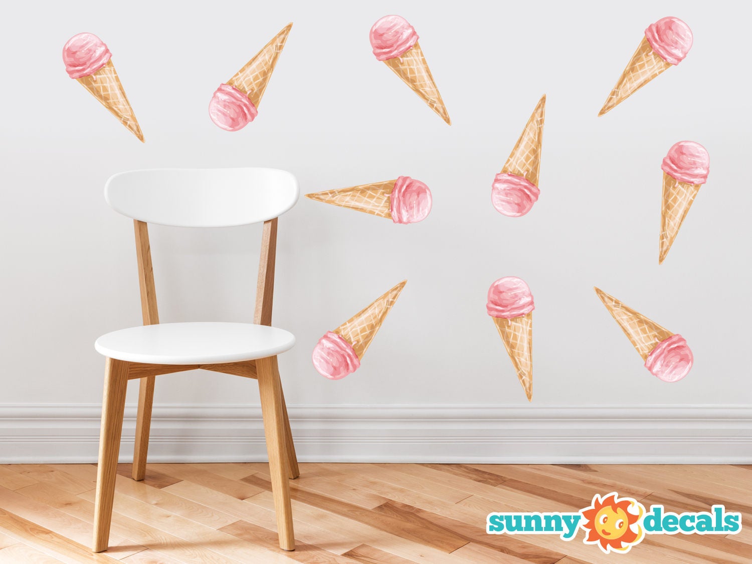 Ice Cream Fabric Wall Decals - Set of 10 Colorful Icecream Pattern Décor, Kids Room, Nursery Decal Peel and Stick Graphic, Playroom Art