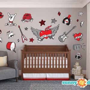 Jumbo Rock Star Fabric Wall Decals, Wall Stickers, Rock Star Theme Nursery Decor, Wall Decals for Boys - Sunny Decals