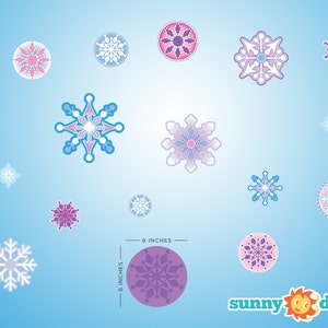 Frozen Inspired Snowflake Fabric Wall Decals - Set of 18 Snowflakes - Princess, Winter Decor - Repositionable, Reusable - by Sunny Decals