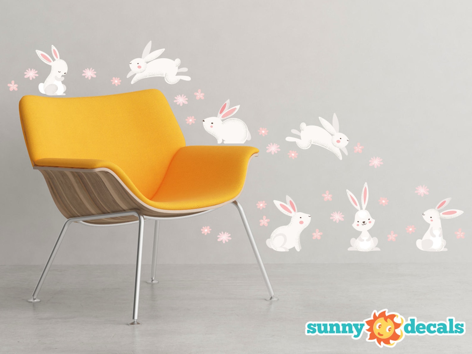 Bunny Rabbits Fabric Wall Decals 7 Cute Bunnies and 24 Etsy