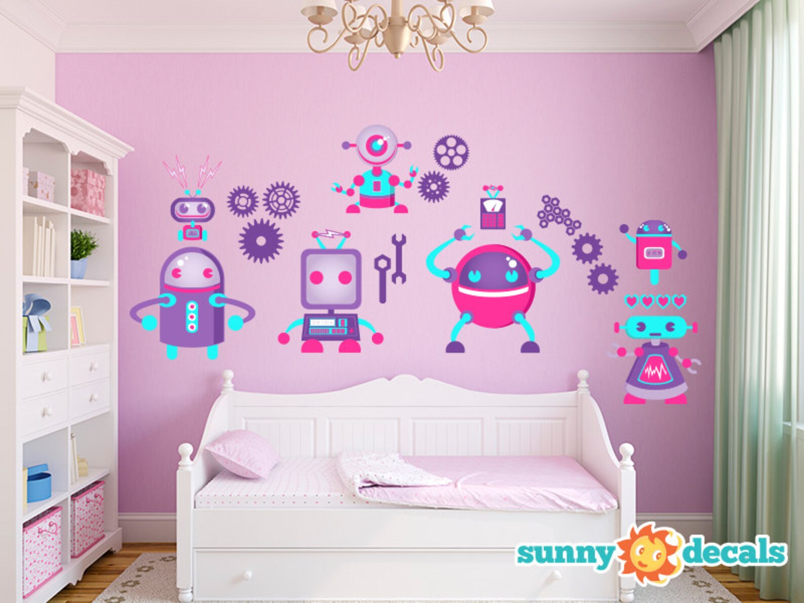Jumbo Robot Wall Decal Nursery Wall Decals With Seven Large Etsy