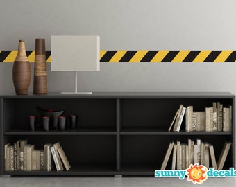 Caution Tape Fabric Wall Decal: Construction Theme Border (Set of 2)
