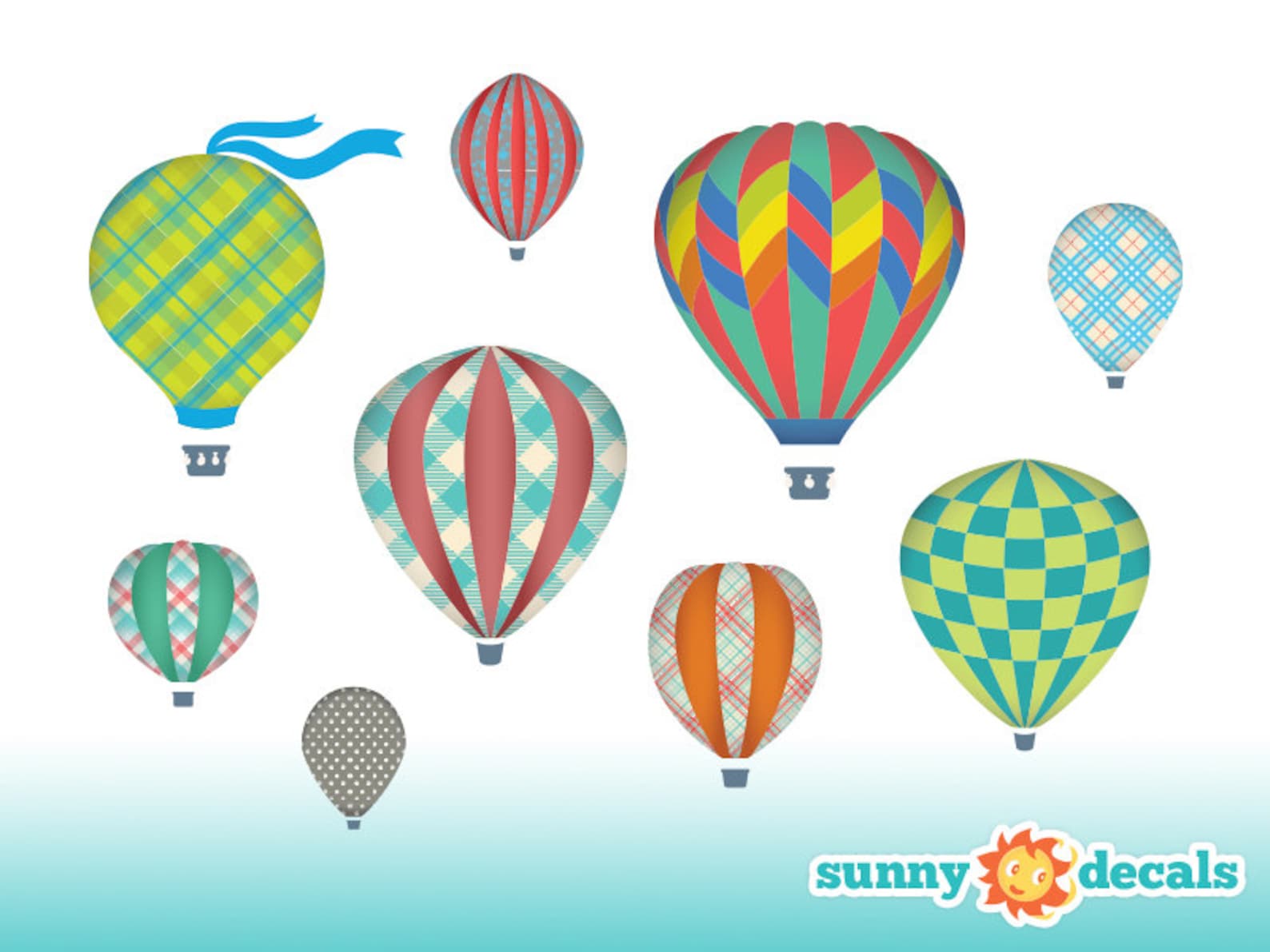 Jumbo Hot Air Balloons Fabric Wall Decals Wall Stickers Nine Etsy