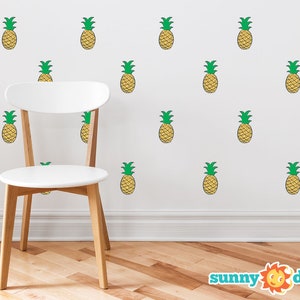 Mini Pineapple Pattern Fabric Wall Decal - Set of 21 Mini Pineapple Fruit Shaped Wall Décor