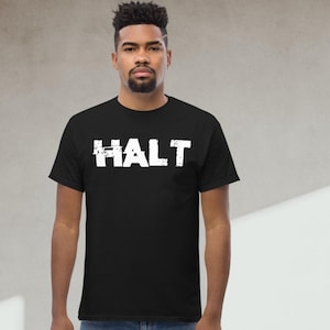 Men&#39;s Recovery T-Shirt Black Cotton Tee - HALT - Hungry, Angry, Lonely, Tired? 12 Step Recovery Gift Sober Clothing Sobriety