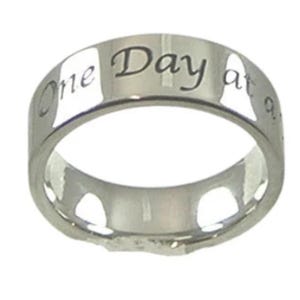 Stainless Steel One Day at a Time Ring - 7239- 12 Step Gifts- Alcoholics Anonymous Jewelry - AA Rings - AA Symbol Ring
