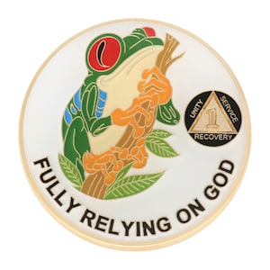 FROG Fully Relying On God Yearly Recovery Medallion Anniversary 12 Step Coins and AA Unique Recovery Chips 1-40 years